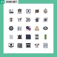 25 iconos creativos signos y símbolos modernos de decoración reloj potencia tiempo ramadán elementos de diseño vectorial editables vector