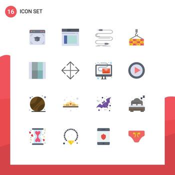 User Interface Pack of 16 Basic Flat Colors of web cable graduation web sound Editable Pack of Creative Vector Design Elements