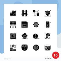 Pack of 16 Modern Solid Glyphs Signs and Symbols for Web Print Media such as leadership business buy thanksgiving acorn Editable Vector Design Elements