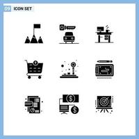 Modern Set of 9 Solid Glyphs and symbols such as graphic joystick working game control Editable Vector Design Elements