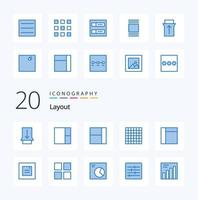 20 Layout Blue Color icon Pack like layout grid thumbnails view touch vector
