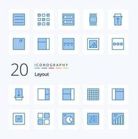 20 Layout Blue Color icon Pack like layout grid thumbnails view touch vector