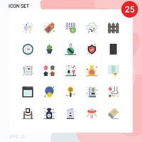 grupo de 25 signos y símbolos de colores planos para elementos de diseño de vectores editables en la red de ordenadores de flecha de barricada