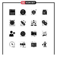 Universal Icon Symbols Group of 16 Modern Solid Glyphs of package food sea insurance tools Editable Vector Design Elements