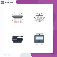 Modern Set of 4 Flat Icons and symbols such as movement cannon school site military Editable Vector Design Elements