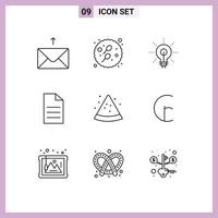 Set of 9 Modern UI Icons Symbols Signs for slice interface glow user file Editable Vector Design Elements