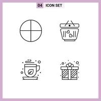 User Interface Pack of 4 Basic Filledline Flat Colors of aspirin mocha cart wedding gift Editable Vector Design Elements