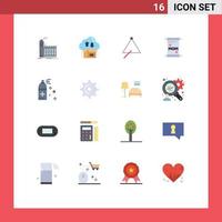 Modern Set of 16 Flat Colors and symbols such as factory arrow manufacturing cloud instrument Editable Pack of Creative Vector Design Elements