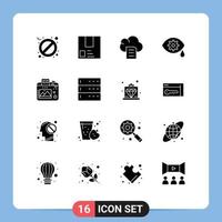 16 Universal Solid Glyph Signs Symbols of hobbies camera shipment laser correction Editable Vector Design Elements