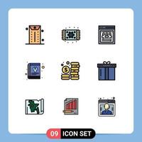 Universal Icon Symbols Group of 9 Modern Filledline Flat Colors of coins tool remote team service manual Editable Vector Design Elements