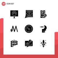 Set of 9 Modern UI Icons Symbols Signs for crypto currency coin email mona coin security Editable Vector Design Elements