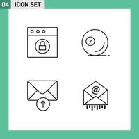 conjunto de 4 iconos modernos de la interfaz de usuario signos de símbolos para el grupo de juegos de mensajes de la aplicación y elementos de diseño vectorial editables vector