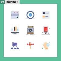 9 User Interface Flat Color Pack of modern Signs and Symbols of process draft accounts web development Editable Vector Design Elements