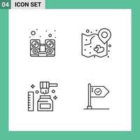 Pack of 4 Modern Filledline Flat Colors Signs and Symbols for Web Print Media such as computer healthy speaker map organic Editable Vector Design Elements