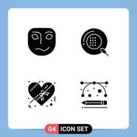 Stock Vector Icon Pack of 4 Line Signs and Symbols for cheerful chocolate mask form romance Editable Vector Design Elements