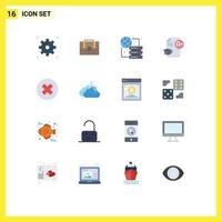 Mobile Interface Flat Color Set of 16 Pictograms of cinema hosting bag hand bag document Editable Pack of Creative Vector Design Elements