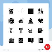 Set of 16 Commercial Solid Glyphs pack for gadget computers dry up down money Editable Vector Design Elements