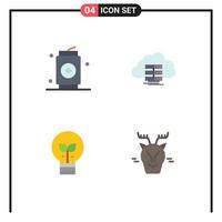 4 Flat Icon concept for Websites Mobile and Apps beer eco food computing lamp Editable Vector Design Elements