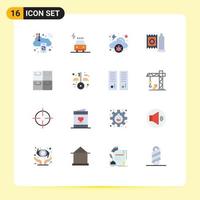 Group of 16 Flat Colors Signs and Symbols for business cloud c digital charge virus Editable Pack of Creative Vector Design Elements