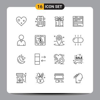 Modern Set of 16 Outlines and symbols such as resources code christmas computing file Editable Vector Design Elements