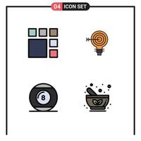 User Interface Pack of 4 Basic Filledline Flat Colors of editing idea layout goal game Editable Vector Design Elements