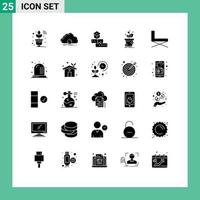 25 Thematic Vector Solid Glyphs and Editable Symbols of profit growth synchronization dollar school Editable Vector Design Elements