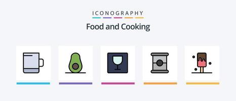 Food Line Filled 5 Icon Pack Including . waffle. milk. canned. Creative Icons Design vector