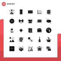 Pack of 25 creative Solid Glyphs of trends diagram iphone chart analytics Editable Vector Design Elements