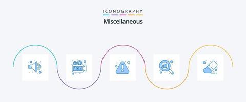 Miscellaneous Blue 5 Icon Pack Including eraser. search. error. scan. graph vector