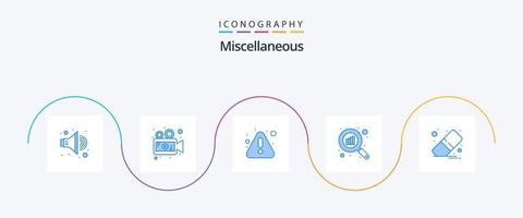 Miscellaneous Blue 5 Icon Pack Including eraser. search. error. scan. graph vector