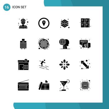 16 Solid Glyph concept for Websites Mobile and Apps bag education creative calculate tools Editable Vector Design Elements