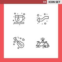 Pack of 4 Modern Filledline Flat Colors Signs and Symbols for Web Print Media such as diet music arrows left nature Editable Vector Design Elements