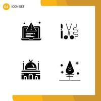 4 Thematic Vector Solid Glyphs and Editable Symbols of development islam web tools muslim Editable Vector Design Elements