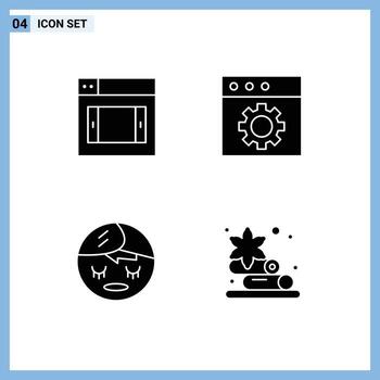 Universal Icon Symbols Group of 4 Modern Solid Glyphs of web towel app spa lotus Editable Vector Design Elements