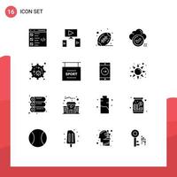 Modern Set of 16 Solid Glyphs and symbols such as cell checklist american cloud tick Editable Vector Design Elements