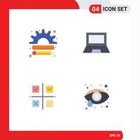 paquete de 4 iconos planos creativos de gestión de dispositivos de gestión de portátiles empresariales elementos de diseño de vectores editables