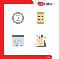 4 Thematic Vector Flat Icons and Editable Symbols of arrow coding next cell office Editable Vector Design Elements