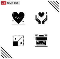 Solid Glyph Pack of Universal Symbols of beat design hand motivation bag Editable Vector Design Elements