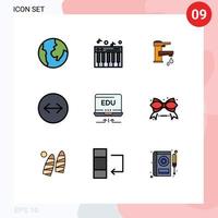 Set of 9 Modern UI Icons Symbols Signs for education hardware water laptop swipe Editable Vector Design Elements