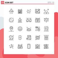 Set of 25 Commercial Lines pack for money finance direction construction architecture Editable Vector Design Elements