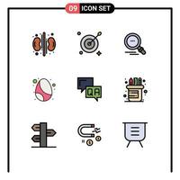 9 iconos creativos signos y símbolos modernos de comunicación de información encontrar respuesta huevo elementos de diseño vectorial editables vector