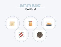 paquete de iconos planos de comida rápida 5 diseño de iconos. . come. alimento. alimento. alimento vector