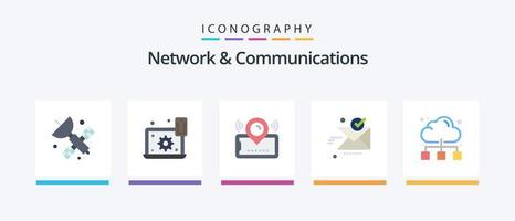 Network And Communications Flat 5 Icon Pack Including ok. send. cogwheel. email. ticket. Creative Icons Design vector