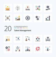 20 Talent Management Flat Color icon Pack like group user user idea brainstorming vector