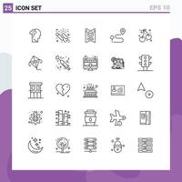 paquete de iconos de vector de stock de 25 signos y símbolos de línea para elementos de diseño de vector editables de corazón de ubicación de grupo de mapa pin