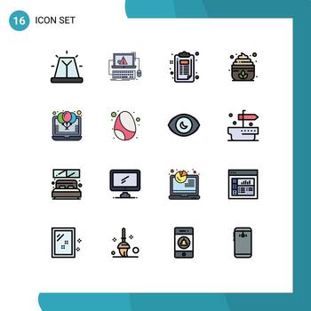 User Interface Pack of 16 Basic Flat Color Filled Lines of discount lotus system cream document Editable Creative Vector Design Elements