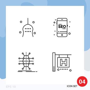 Editable Vector Line Pack of 4 Simple Filledline Flat Colors of bone distribution tradition seo infrastructure Editable Vector Design Elements