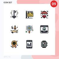 Mobile Interface Filledline Flat Color Set of 9 Pictograms of offer sales healthcare percent heart Editable Vector Design Elements