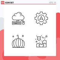 Stock Vector Icon Pack of 4 Line Signs and Symbols for computing pumpkin cloud cursor vegetable Editable Vector Design Elements