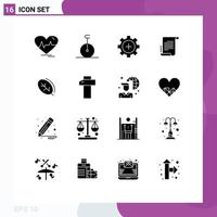 Pictogram Set of 16 Simple Solid Glyphs of ecology scenario care novel medical Editable Vector Design Elements